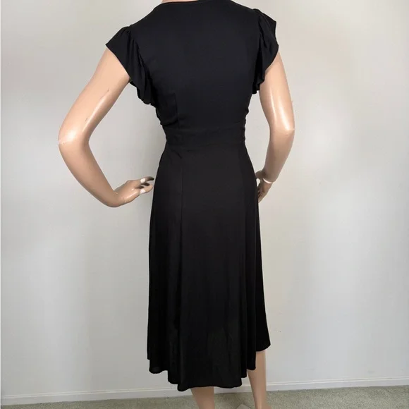 Elegant Black Women's ruffle sleeve Dress - Picture 4 of 4